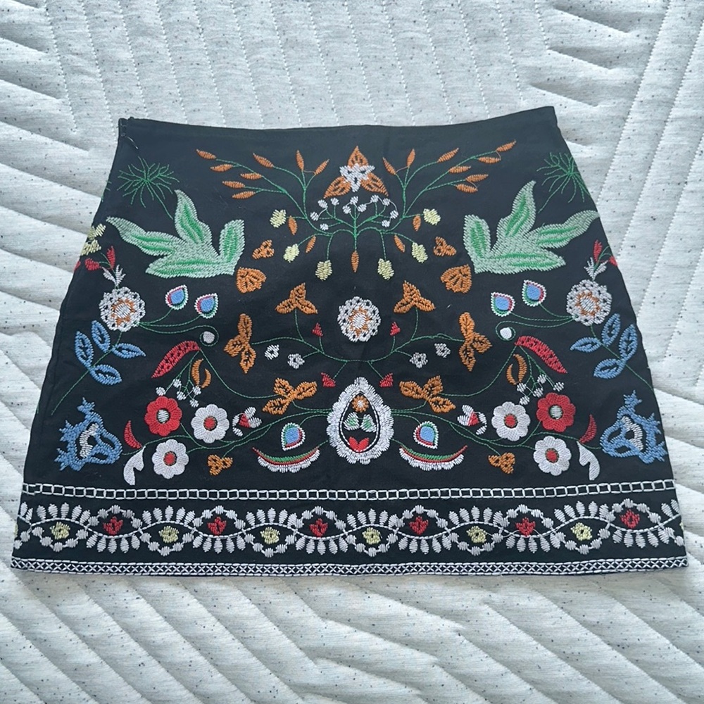 Embroidered Black Skirt